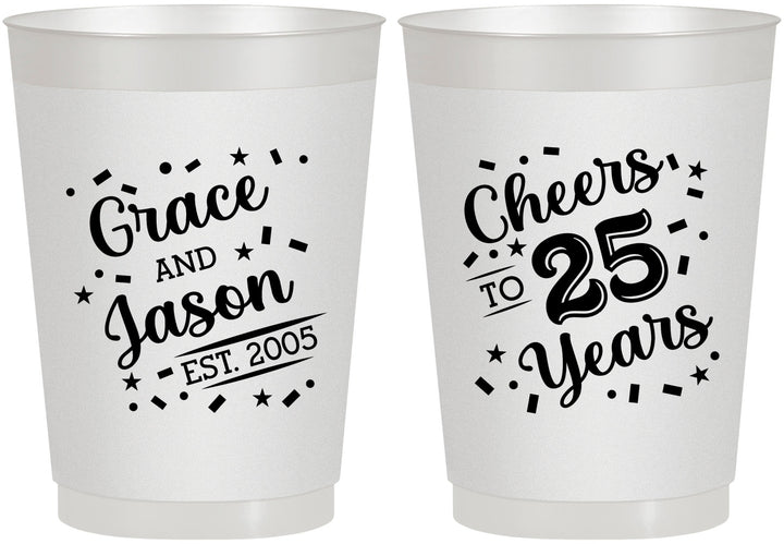 Personalized Anniversary 10 oz Frosted Cups - Cheers To 25 Years | 80012
