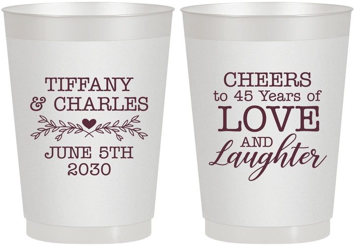 Personalized Anniversary 10 oz Frosted Cups - Cheers To 45 Years | 80016