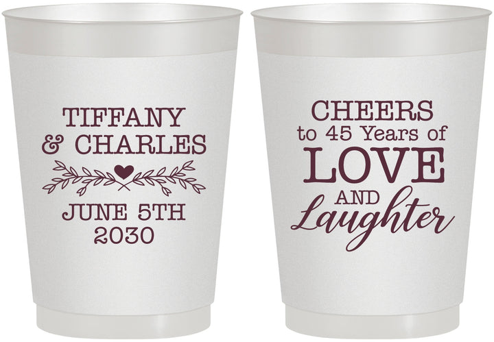 Personalized Anniversary 10 oz Frosted Cups - Cheers To 45 Years | 80016
