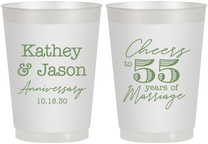Personalized Anniversary 10 oz Frosted Cups - Cheers To 55 Years | 80018