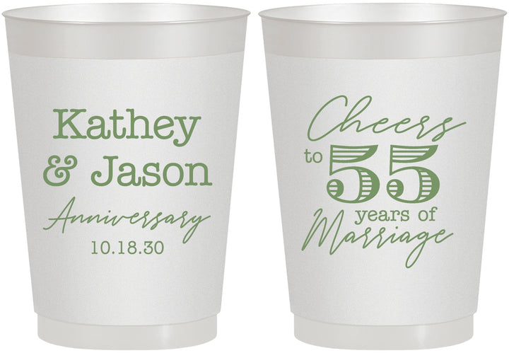Personalized Anniversary 10 oz Frosted Cups - Cheers To 55 Years | 80018