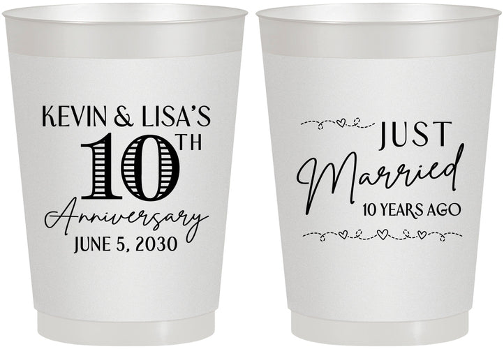Personalized Anniversary 10 oz Frosted Cups - 10 Years Down | 80020