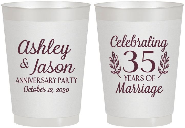 Personalized Anniversary 10 oz Frosted Cups - 35 Years Of Marriage | 80024