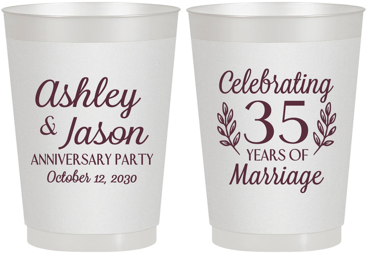 Personalized Anniversary 10 oz Frosted Cups - 35 Years Of Marriage | 80024