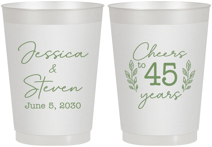 Personalized Anniversary 10 oz Frosted Cups - Cheers To 45 Years | 80026