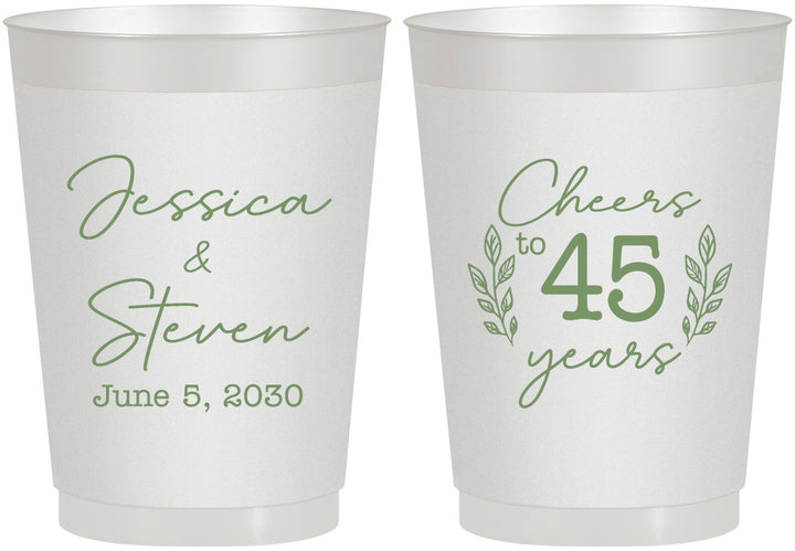 Personalized Anniversary 10 oz Frosted Cups - Cheers To 45 Years | 80026