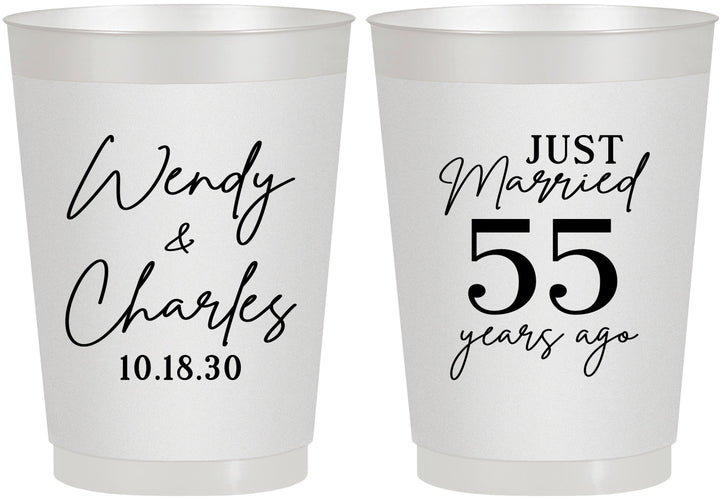 Personalized Anniversary 10 oz Frosted Cups - Just Married 55 Years Ago | 80028