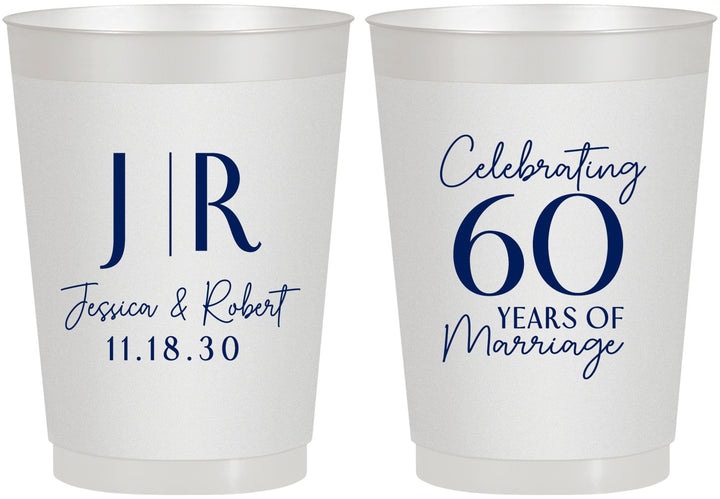 Personalized Anniversary 10 oz Frosted Cups - 60 Years Of Marriage | 80029