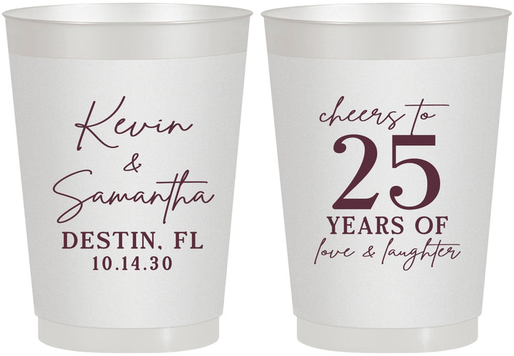 Personalized Anniversary 10 oz Frosted Cups - 25 Years Of Marriage | 80032
