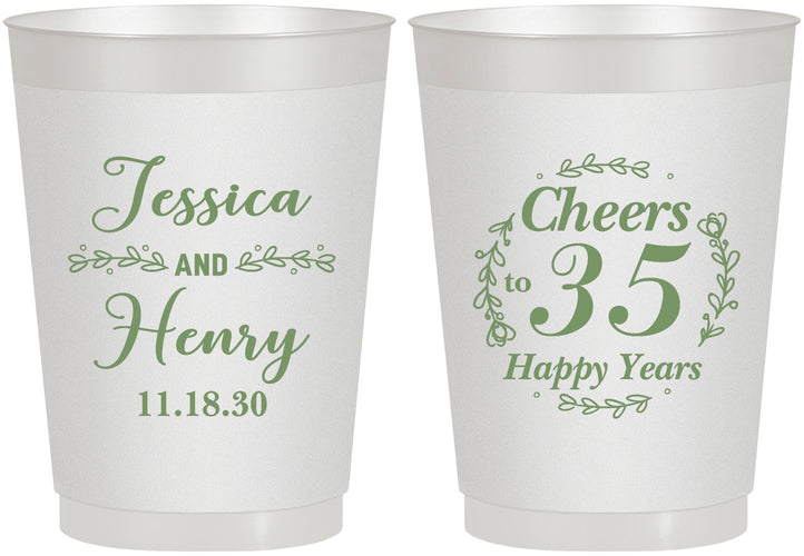 Personalized Anniversary 10 oz Frosted Cups - Cheers To 35 Years | 80034