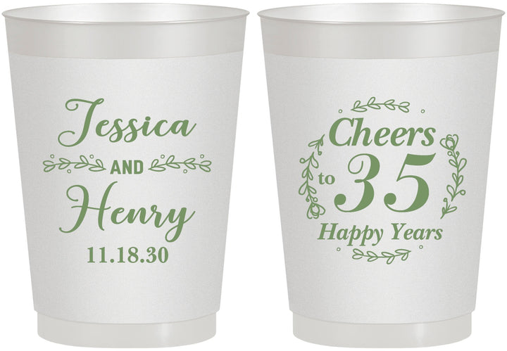 Personalized Anniversary 10 oz Frosted Cups - Cheers To 35 Years | 80034