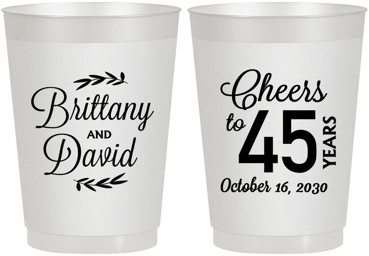 Personalized Anniversary 10 oz Frosted Cups - Cheers To 45 Years | 80036
