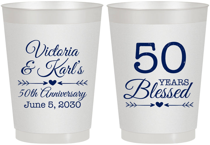 Personalized Anniversary 10 oz Frosted Cups - 50 Years Blessed | 80037