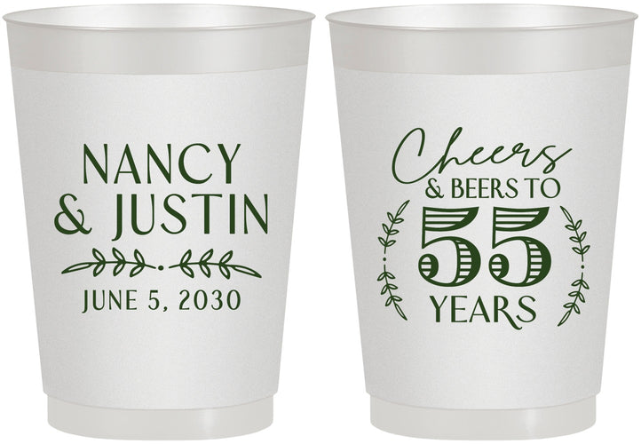 Personalized Anniversary 10 oz Frosted Cups - Cheers To 55 Years | 80038