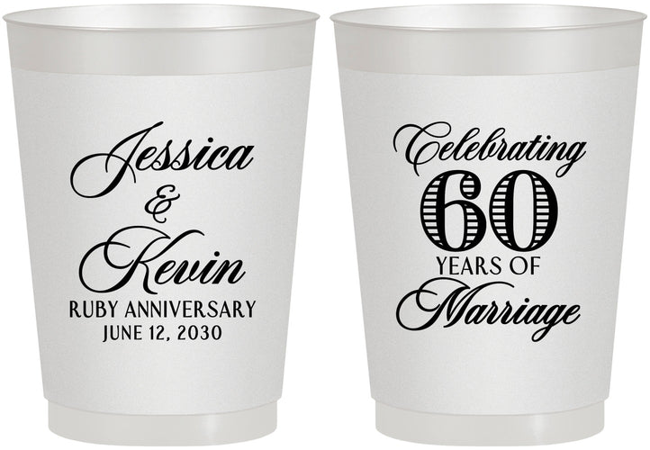 Personalized Anniversary 10 oz Frosted Cups - 60 Years Of Marriage | 80039