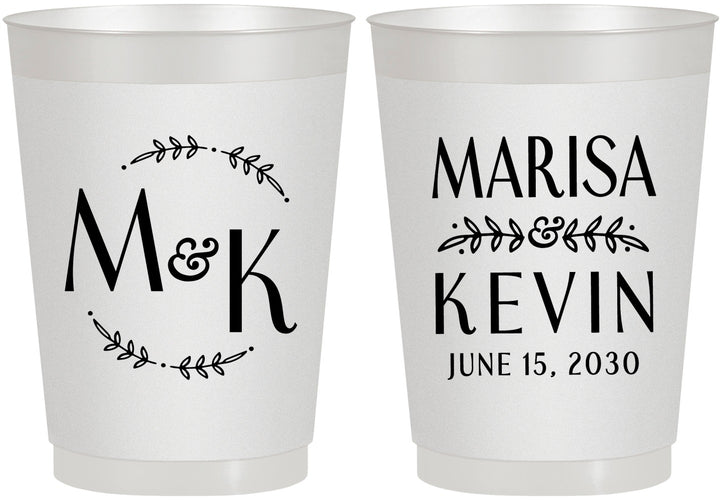 Personalized Wedding 10 oz Frosted Cups - Two Letter Monogram | 801