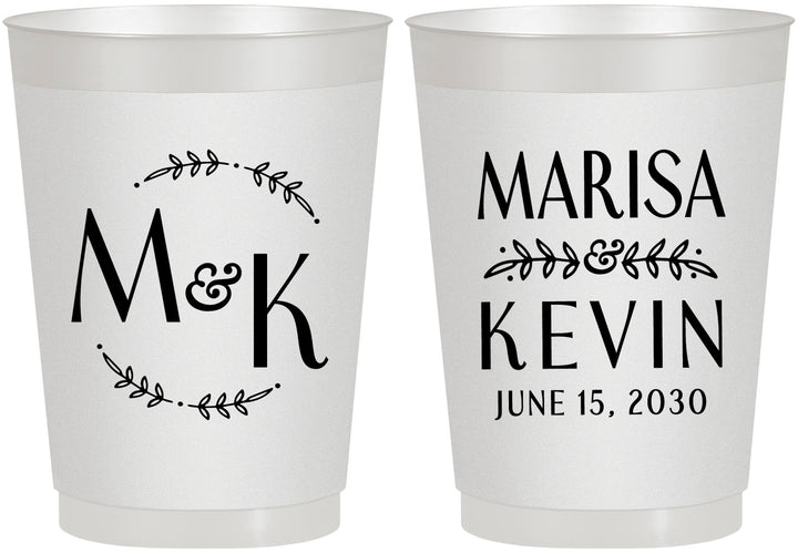 Personalized Wedding 10 oz Frosted Cups - Two Letter Monogram | 801