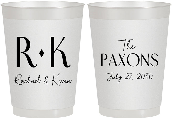 Personalized Wedding 10 oz Frosted Cups - Two Letter Monogram | 802