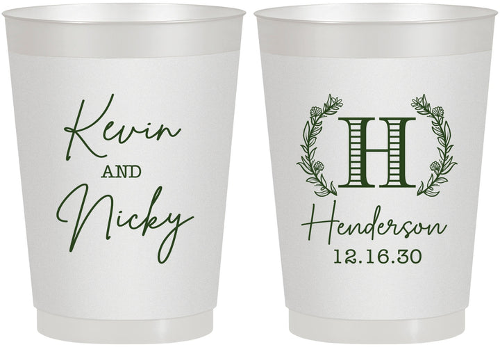 Personalized Wedding 10 oz Frosted Cups - Monogram | 805