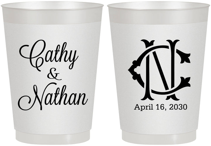 Personalized Wedding 10 oz Frosted Cups - Two Letter Monogram | 807