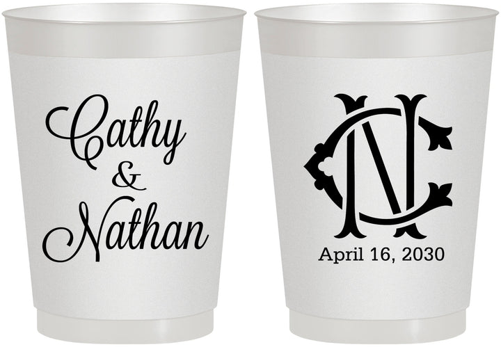 Personalized Wedding 10 oz Frosted Cups - Two Letter Monogram | 807