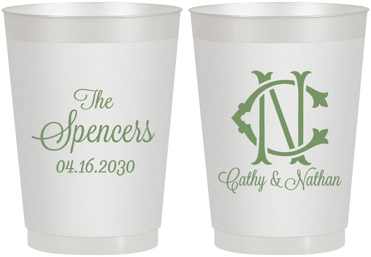 Personalized Wedding 10 oz Frosted Cups - Two Letter Monogram | 808