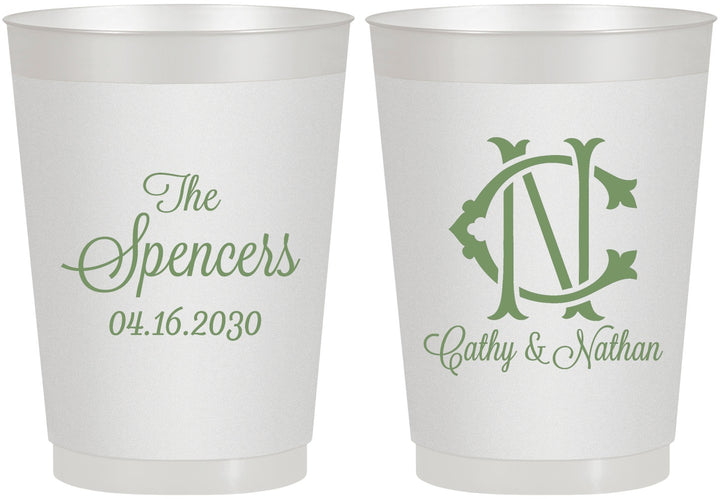 Personalized Wedding 10 oz Frosted Cups - Two Letter Monogram | 808