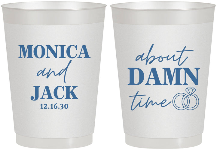 Personalized Wedding 10 oz Frosted Cups - About Damn Time | 809