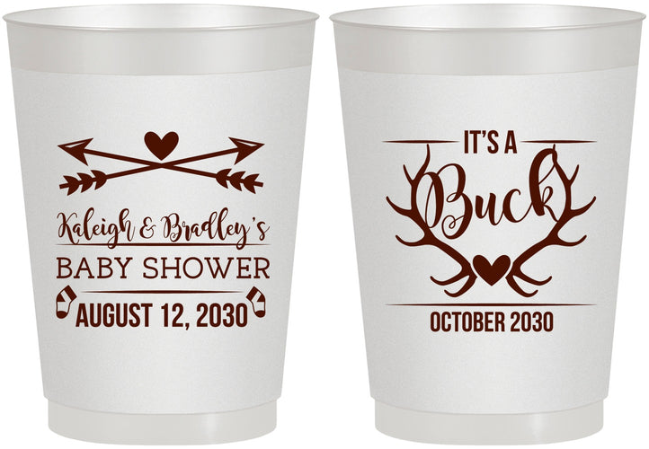 Personalized Baby Shower 10 oz Frosted Cups - It’s A Buck Antler | 90000