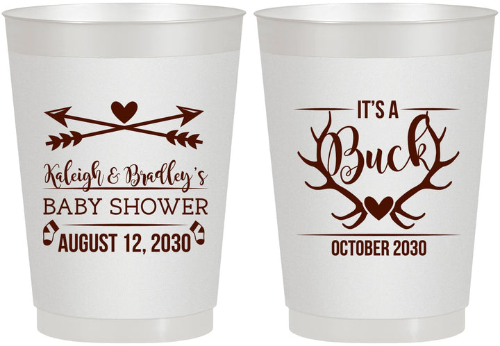 Personalized Baby Shower 10 oz Frosted Cups - It’s A Buck Antler | 90000