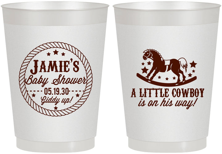 Personalized Baby Shower 10 oz Frosted Cups - Little Cowboy | 90003