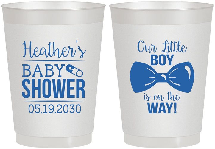 Personalized Baby Shower 10 oz Frosted Cups - Little Boy Is On The Way | 90005