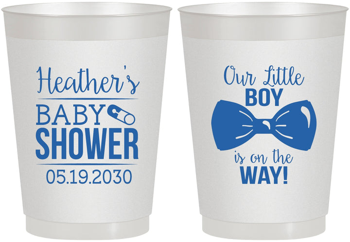 Personalized Baby Shower 10 oz Frosted Cups - Little Boy Is On The Way | 90005