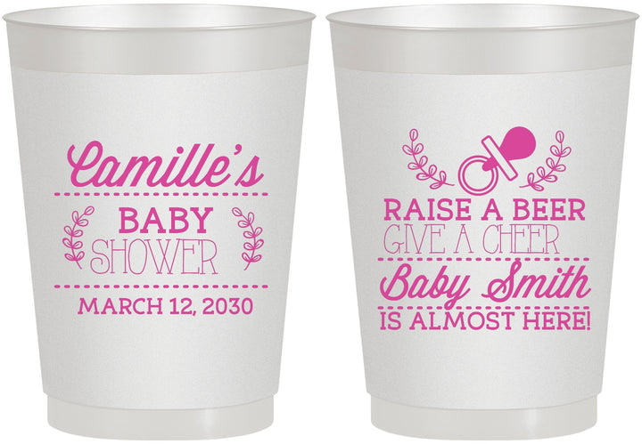 Personalized Baby Shower 10 oz Frosted Cups - Raise A Beer | 90008