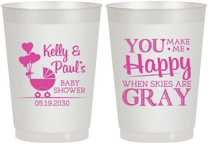 Personalized Baby Shower 10 oz Frosted Cups - You Make Me Happy | 90010