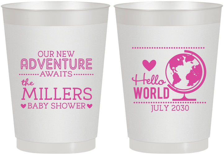 Personalized Baby Shower 10 oz Frosted Cups - Hello World | 90013