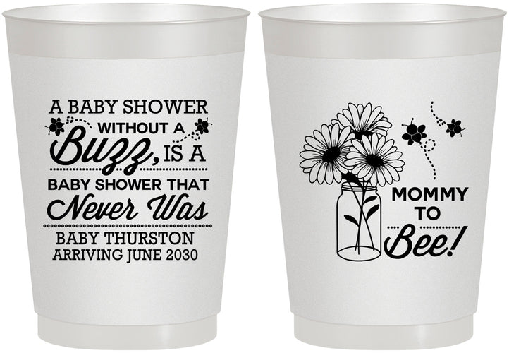 Personalized Baby Shower 10 oz Frosted Cups - Mommy To Bee | 90016