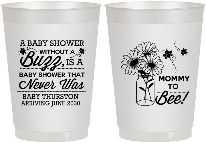 Personalized Baby Shower 10 oz Frosted Cups - Mommy To Bee | 90016