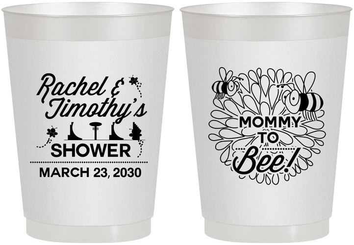 Personalized Baby Shower 10 oz Frosted Cups - Mommy To Bee | 90017
