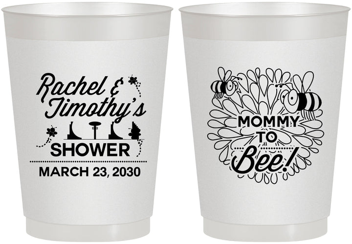 Personalized Baby Shower 10 oz Frosted Cups - Mommy To Bee | 90017
