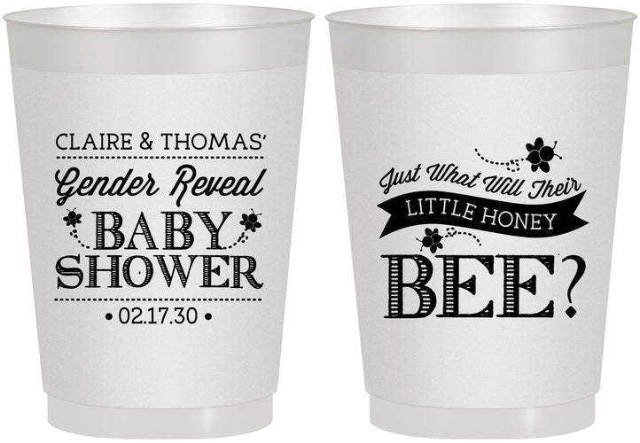 Personalized Baby Shower 10 oz Frosted Cups - Little Honey Bee | 90018