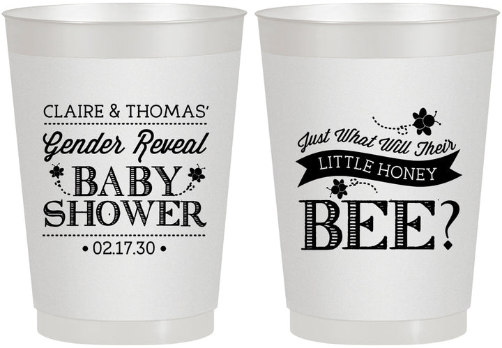Personalized Baby Shower 10 oz Frosted Cups - Little Honey Bee | 90018