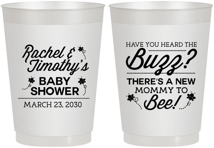 Personalized Baby Shower 10 oz Frosted Cups - Mommy To Bee | 90019