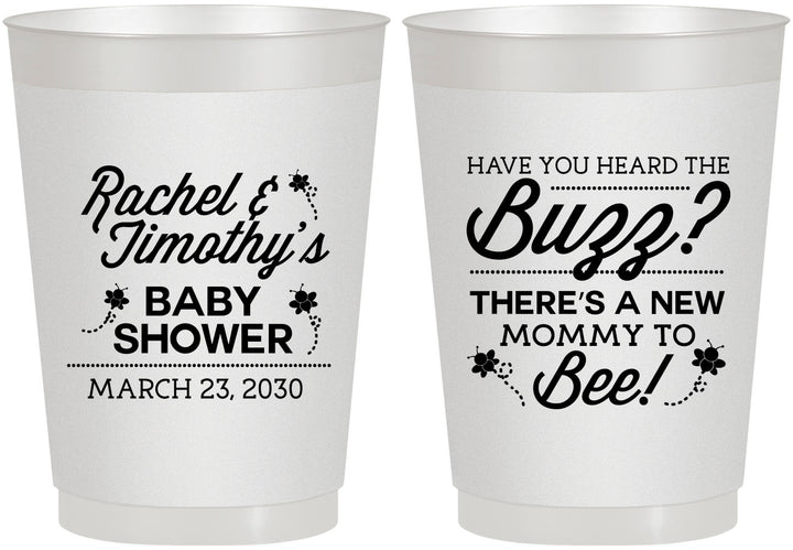 Personalized Baby Shower 10 oz Frosted Cups - Mommy To Bee | 90019