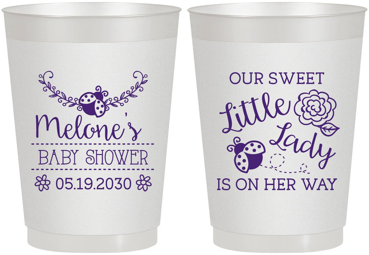 Personalized Baby Shower 10 oz Frosted Cups - Little Lady On The Way | 90021
