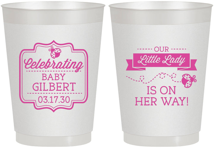 Personalized Baby Shower 10 oz Frosted Cups - Little Lady On The Way | 90022