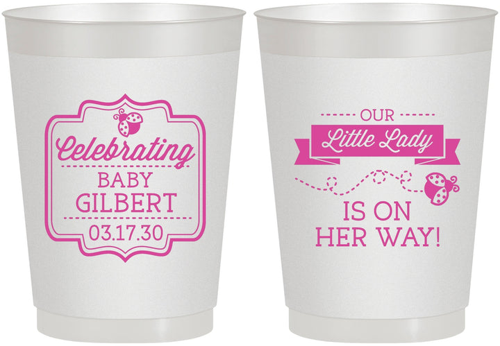 Personalized Baby Shower 10 oz Frosted Cups - Little Lady On The Way | 90022