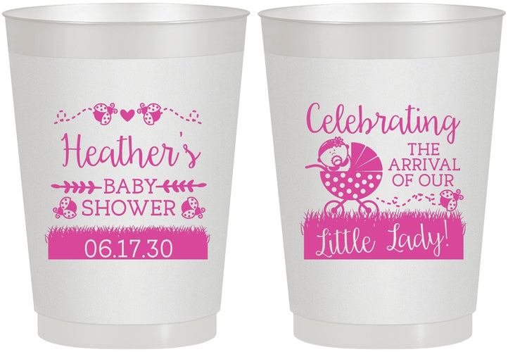 Personalized Baby Shower 10 oz Frosted Cups - Little Lady On The Way | 90023