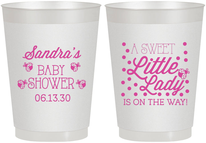 Personalized Baby Shower 10 oz Frosted Cups - Sweet Little Lady | 90024