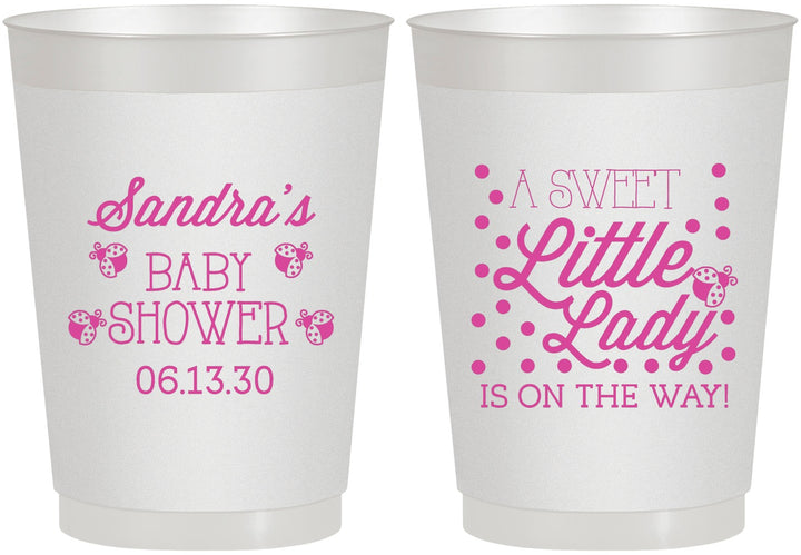 Personalized Baby Shower 10 oz Frosted Cups - Sweet Little Lady | 90024